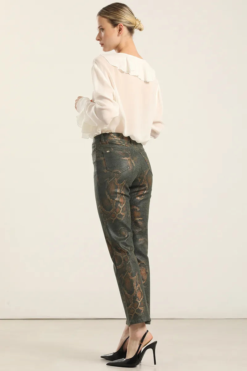Pantalon Mujer Pitillo Folia Piton Verde