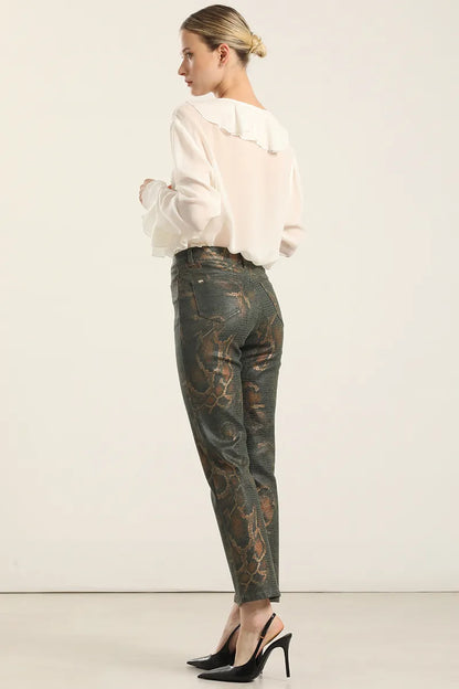 Pantalon Mujer Pitillo Folia Piton Verde