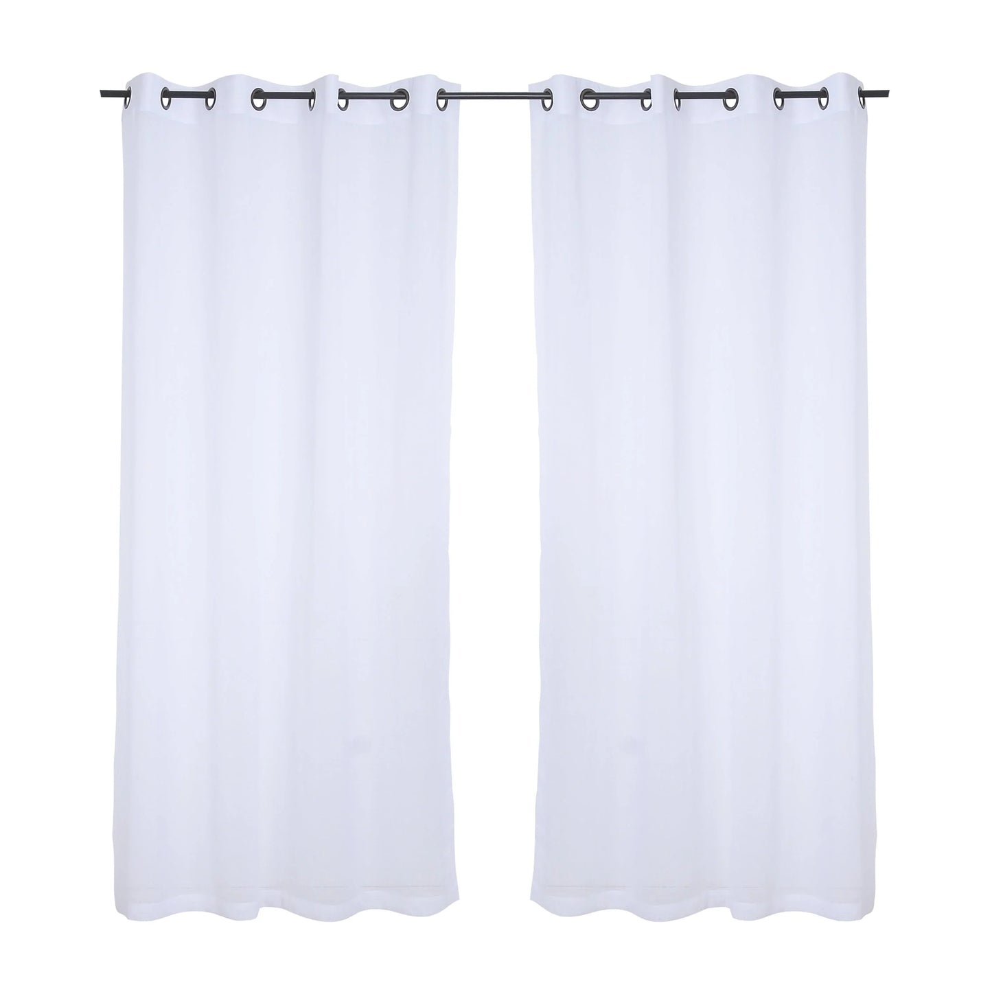 Set Cortinas Velo Lino Argolla Blanca