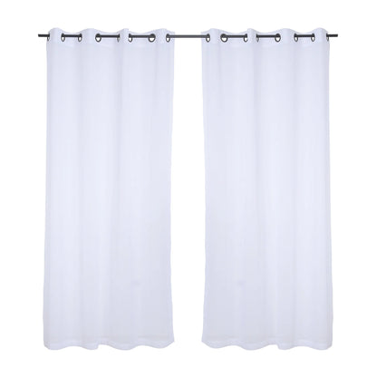 Set Cortinas Velo Lino Argolla Blanca