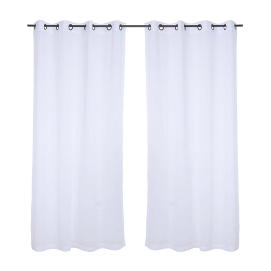Set Cortinas Velo Lino Argolla Blanca