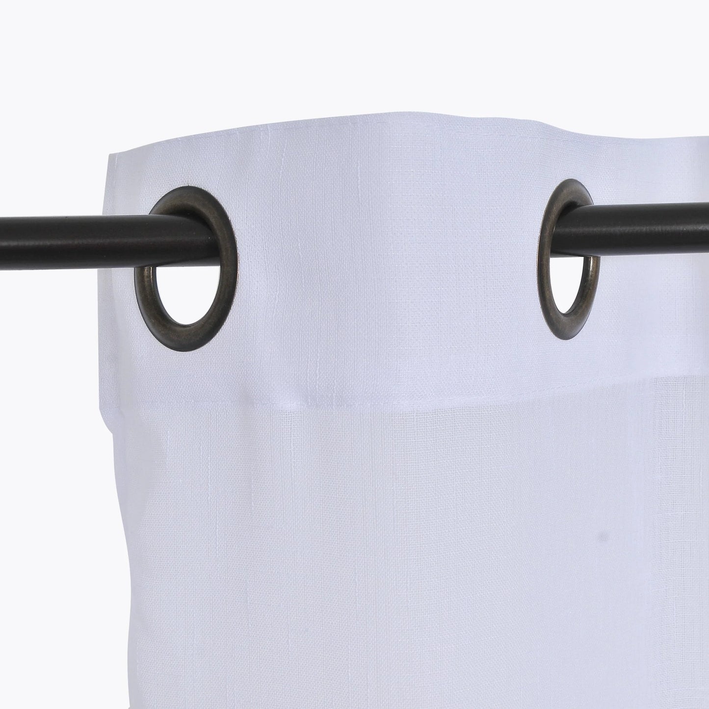 Set Cortinas Velo Lino Argolla Blanca