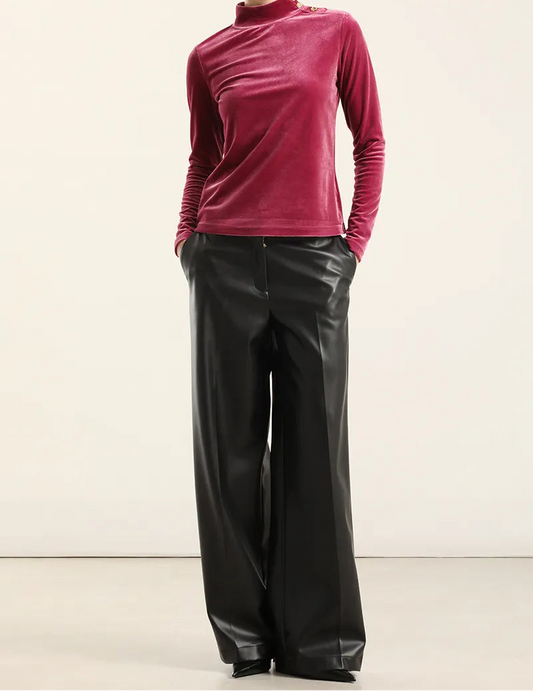 Top Mujer Velvet Botones Fantasia Fucsia