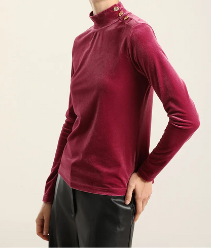Top Mujer Velvet Botones Fantasia Fucsia