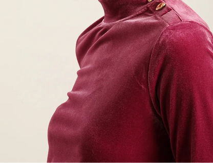 Top Mujer Velvet Botones Fantasia Fucsia