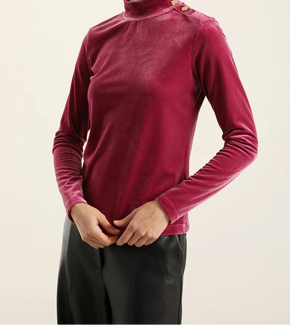Top Mujer Velvet Botones Fantasia Fucsia