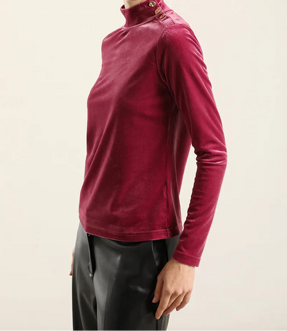Top Mujer Velvet Botones Fantasia Fucsia