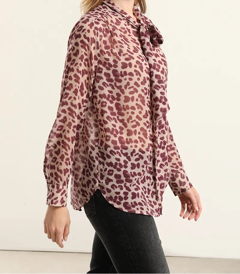 Blusa Mujer Estampado Animal Print Burdeo
