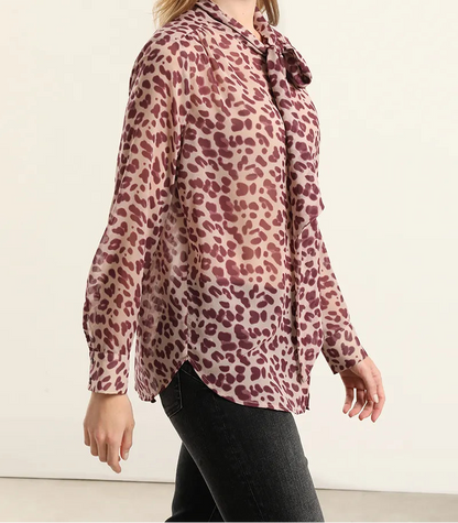 Blusa Mujer Estampado Animal Print Burdeo