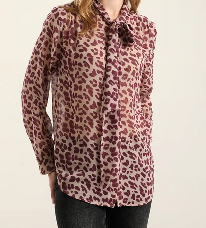 Blusa Mujer Estampado Animal Print Burdeo