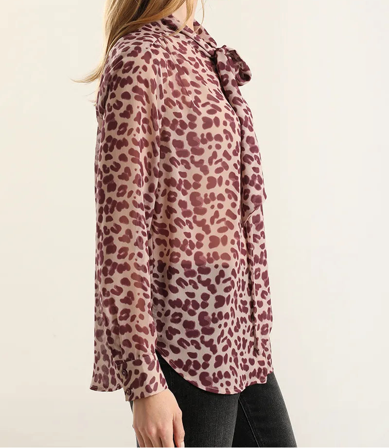Blusa Mujer Estampado Animal Print Burdeo