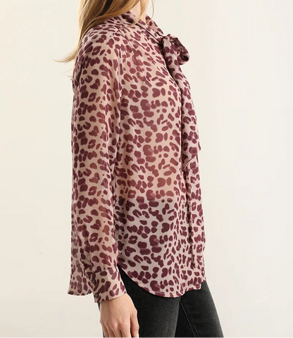Blusa Mujer Estampado Animal Print Burdeo