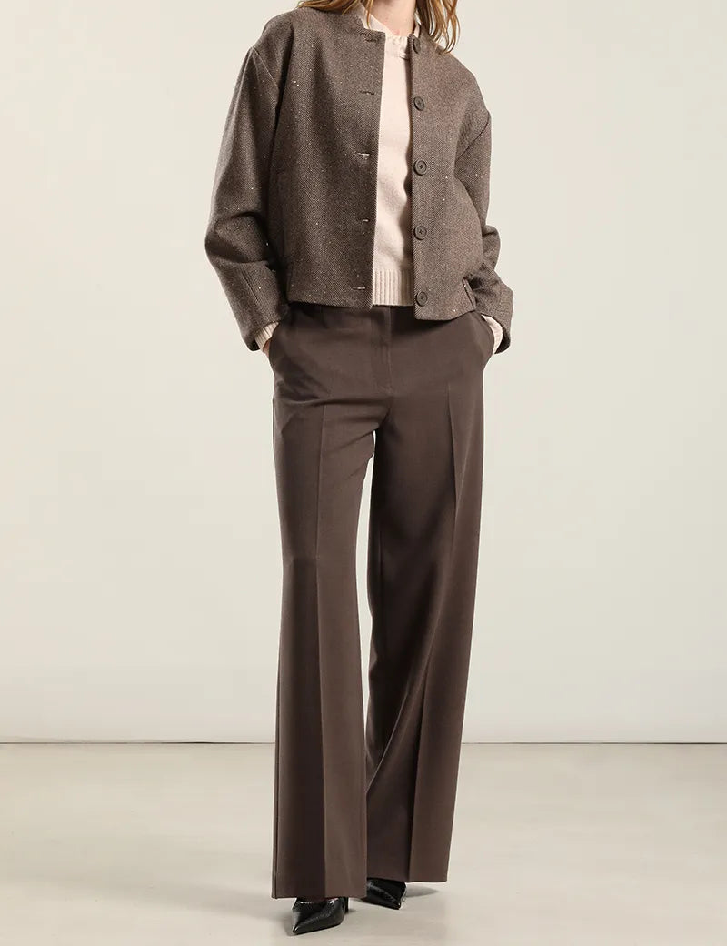 Pantalon Mujer Recto Melange Café