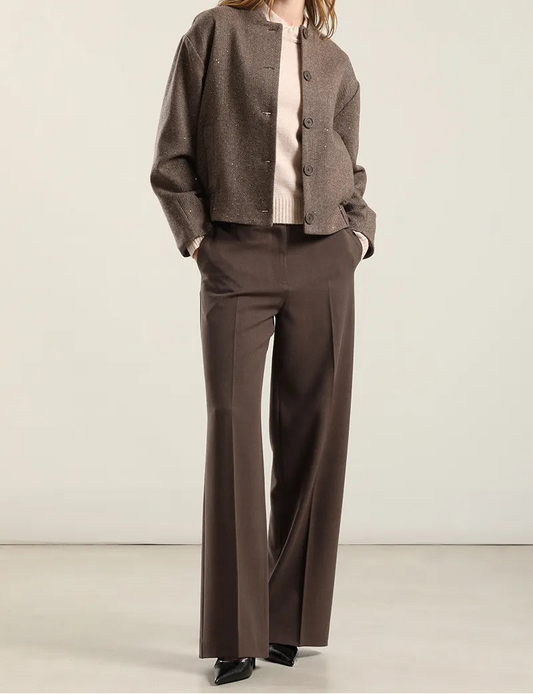 Pantalon Mujer Recto Melange Café