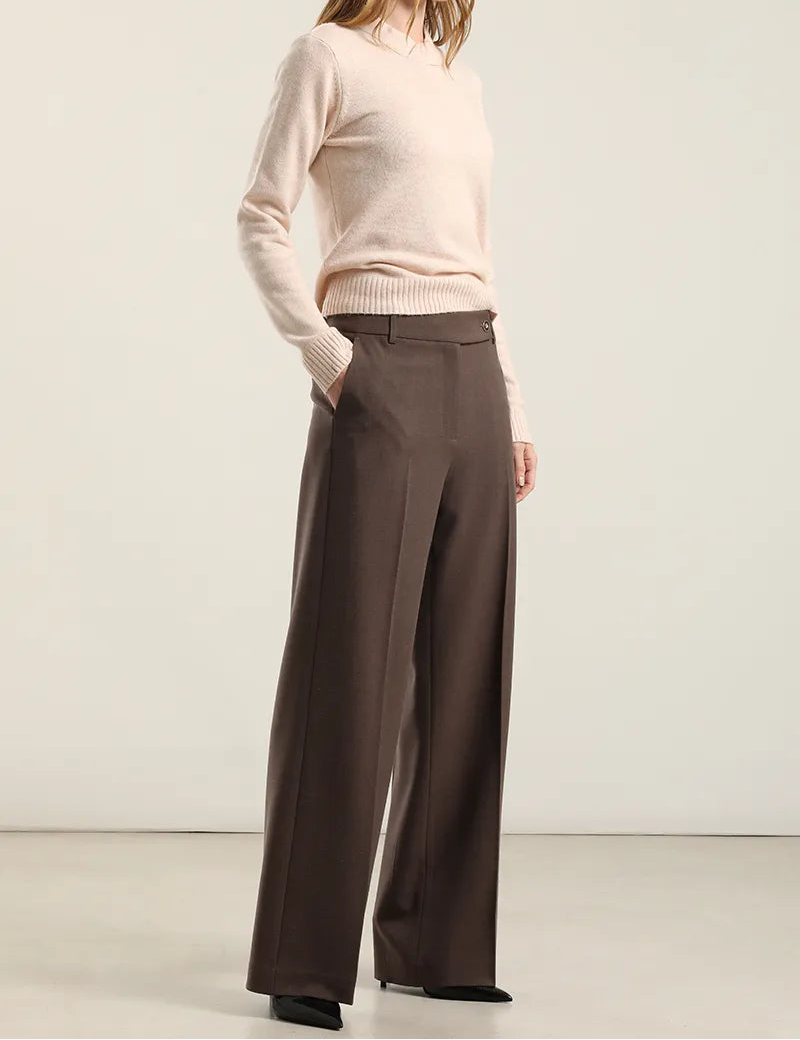Pantalon Mujer Recto Melange Café