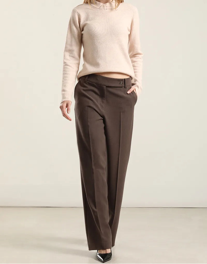 Pantalon Mujer Recto Melange Café