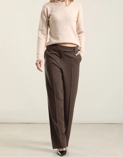 Pantalon Mujer Recto Melange Café