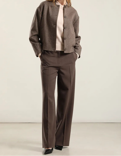 Pantalon Mujer Recto Melange Café