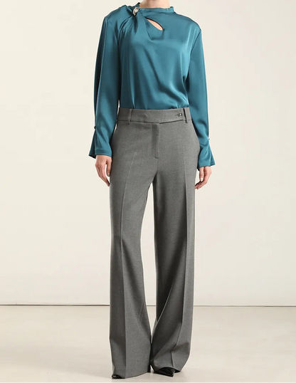 Pantalon Mujer Recto Melange Gris