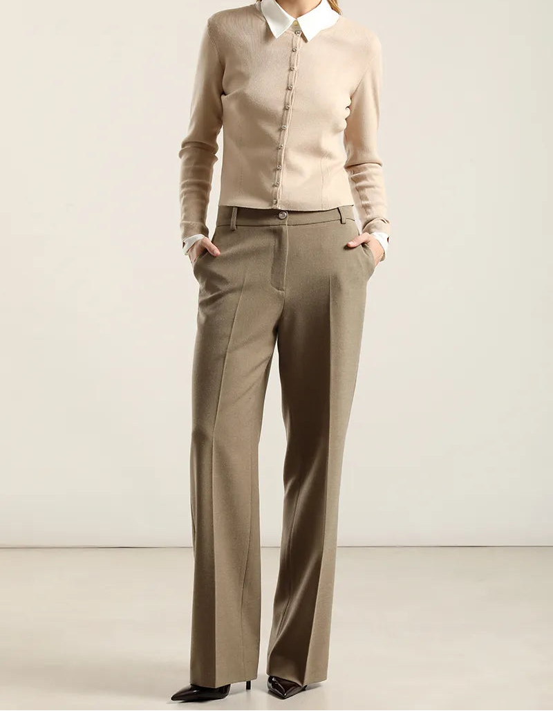 Pantalon Mujer Sastre Melange Beige