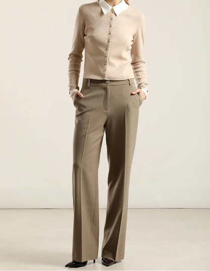 Pantalon Mujer Sastre Melange Beige