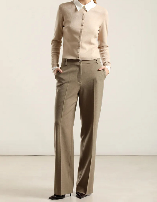Pantalon Mujer Sastre Melange Beige