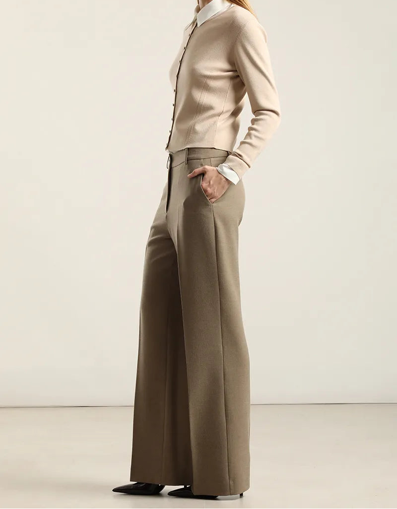 Pantalon Mujer Sastre Melange Beige