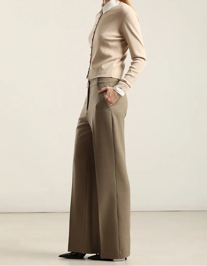 Pantalon Mujer Sastre Melange Beige