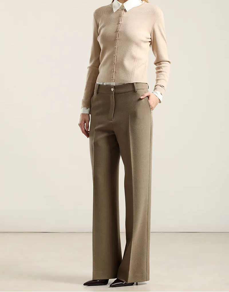 Pantalon Mujer Sastre Melange Beige