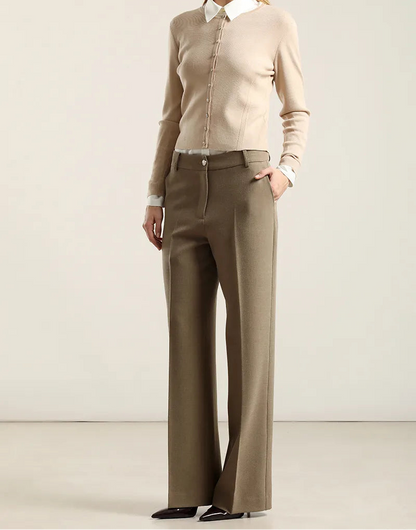 Pantalon Mujer Sastre Melange Beige