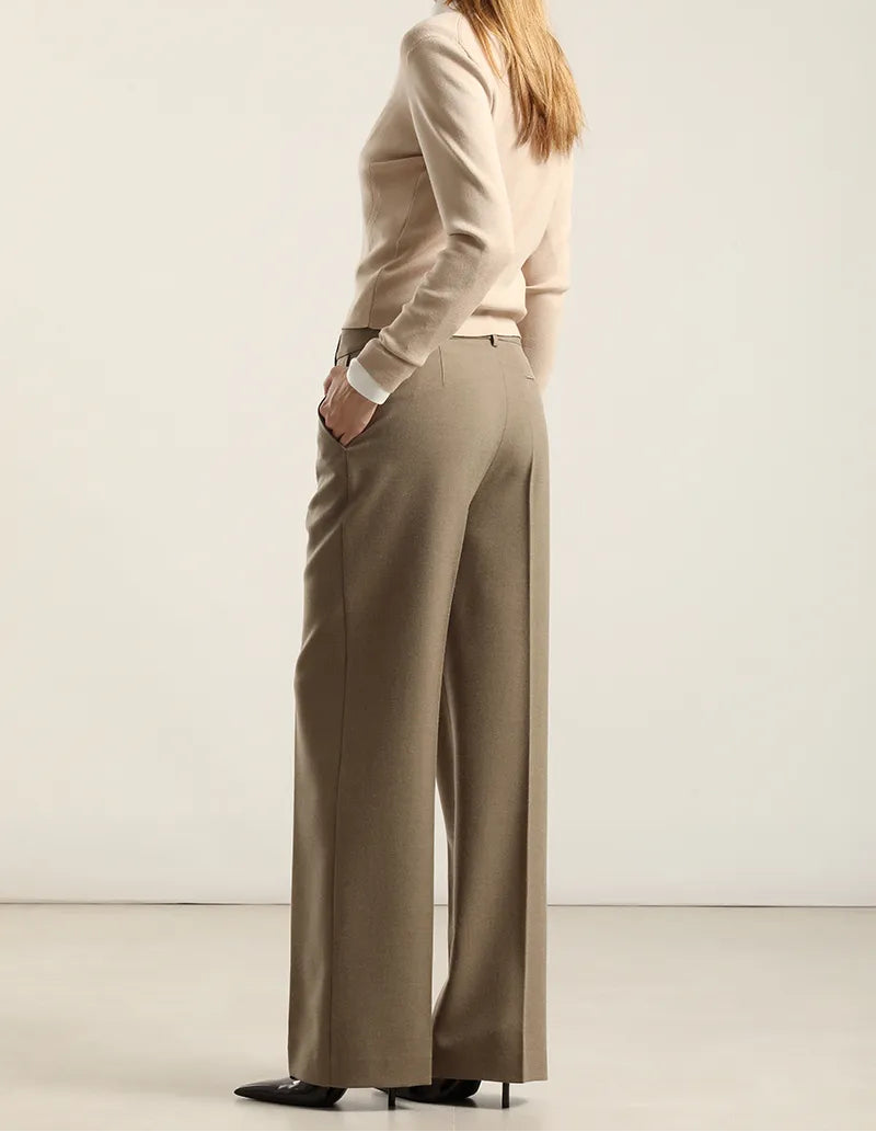 Pantalon Mujer Sastre Melange Beige