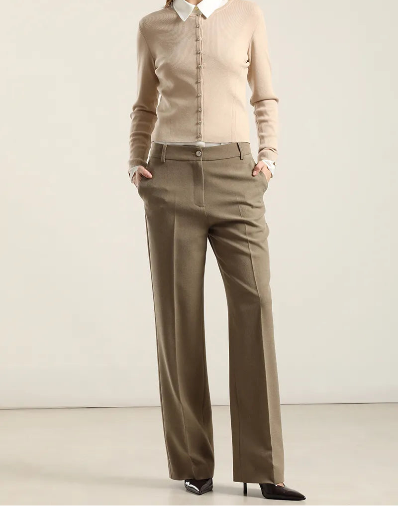 Pantalon Mujer Sastre Melange Beige