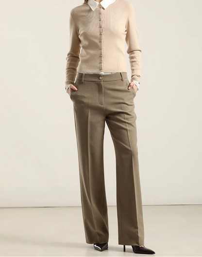 Pantalon Mujer Sastre Melange Beige