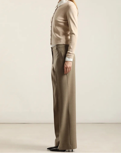 Pantalon Mujer Sastre Melange Beige