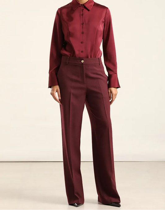 Pantalon Mujer Sastre Melange Burdeos