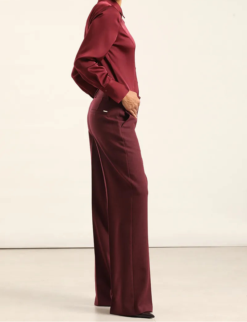Pantalon Mujer Sastre Melange Burdeos