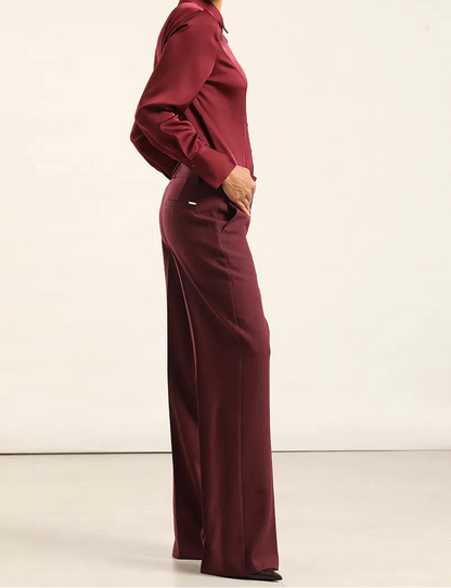 Pantalon Mujer Sastre Melange Burdeos