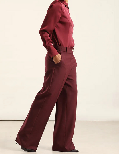 Pantalon Mujer Sastre Melange Burdeos