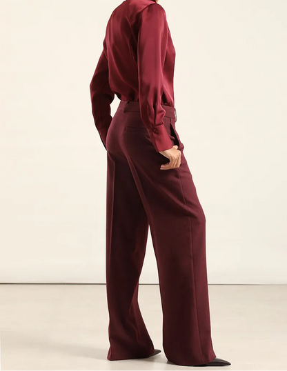 Pantalon Mujer Sastre Melange Burdeos
