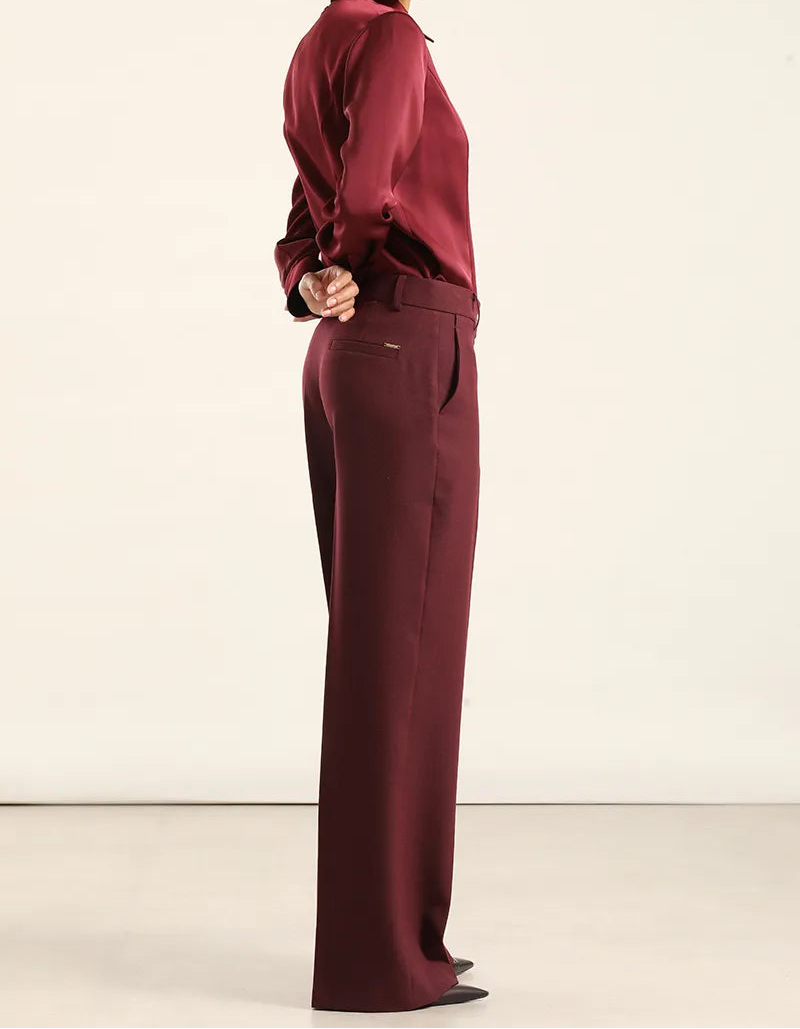 Pantalon Mujer Sastre Melange Burdeos