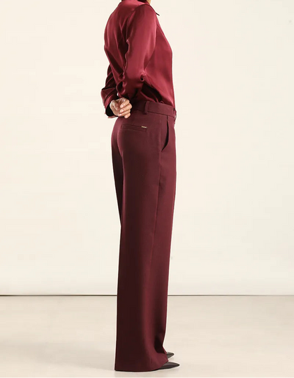 Pantalon Mujer Sastre Melange Burdeos