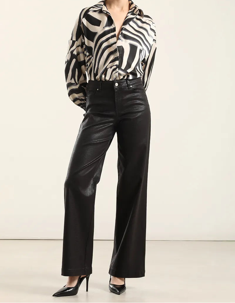 Pantalon Mujer Recto Folia Crocco Negro