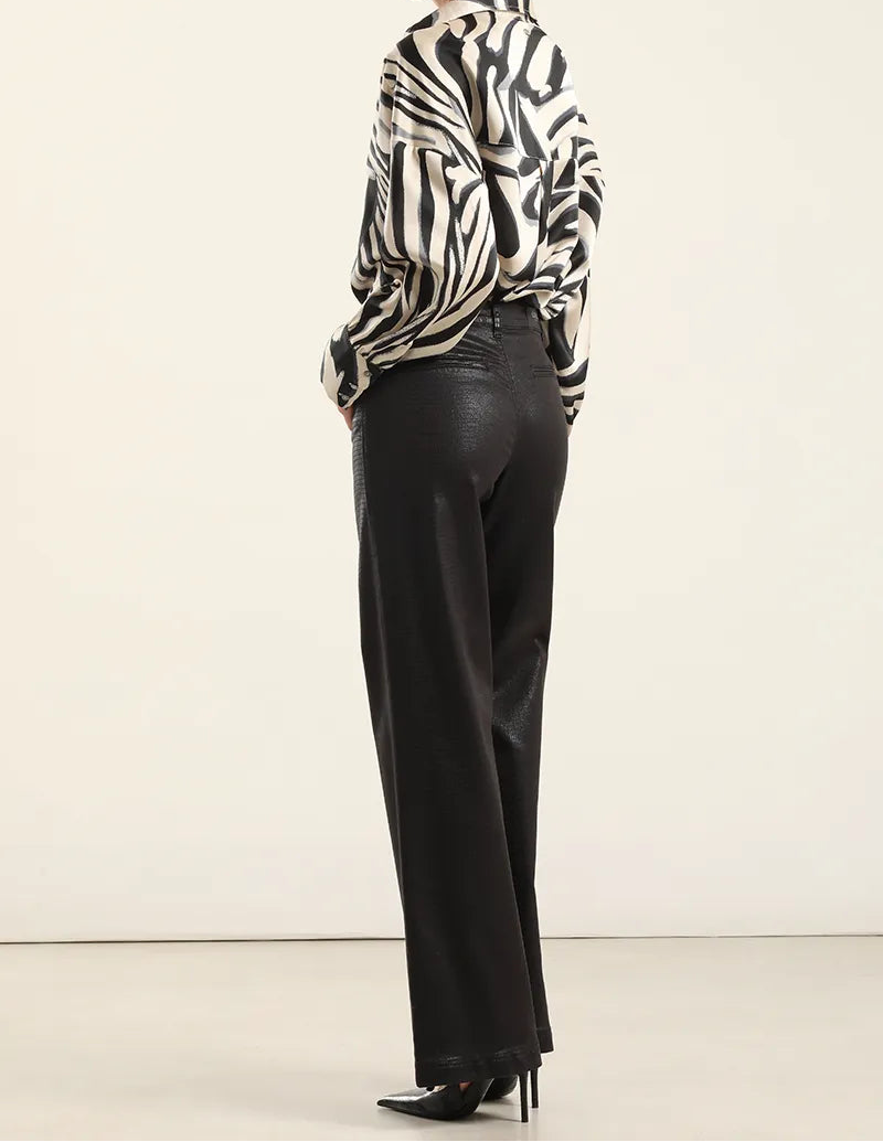 Pantalon Mujer Recto Folia Crocco Negro