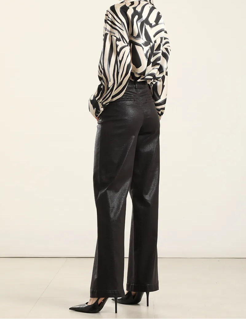Pantalon Mujer Recto Folia Crocco Negro