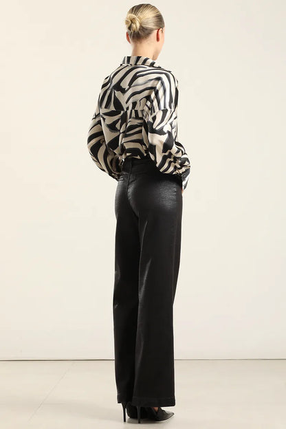 Pantalon Mujer Recto Folia Crocco Negro