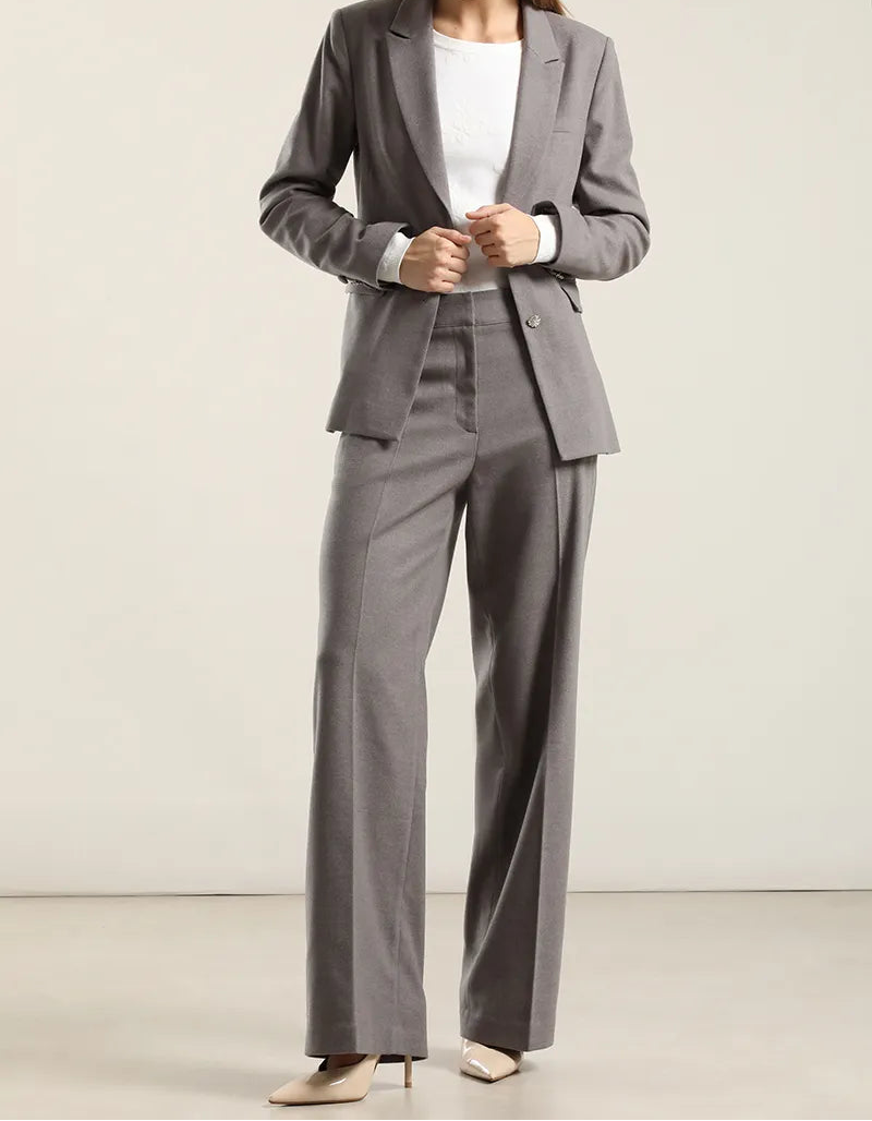 Blazer Mujer Boton Joya Gris