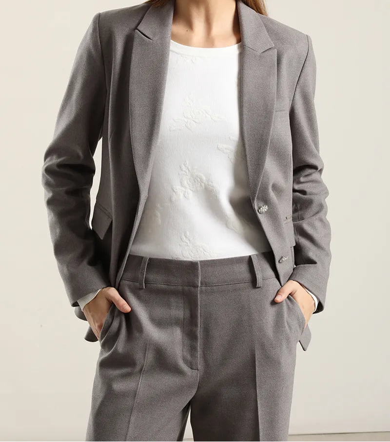 Blazer Mujer Boton Joya Gris