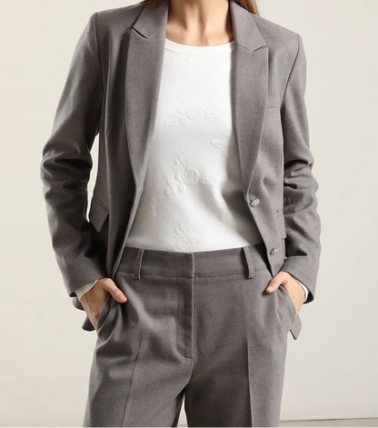 Blazer Mujer Boton Joya Gris