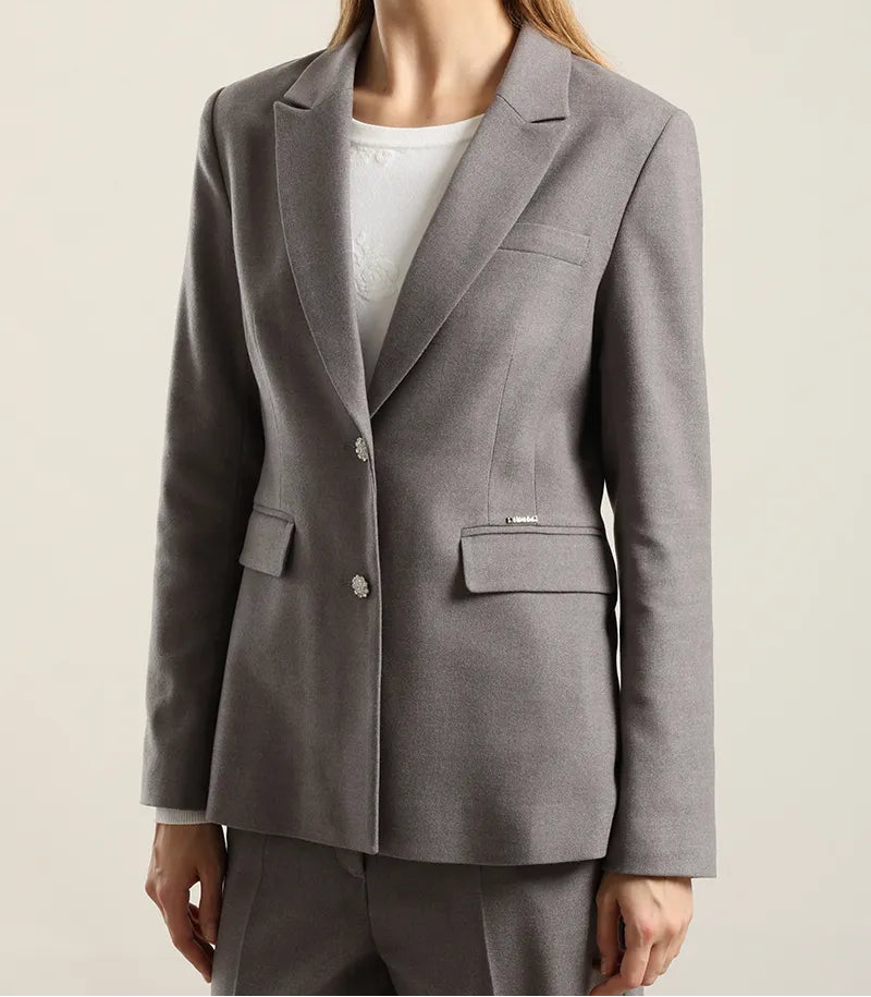 Blazer Mujer Boton Joya Gris
