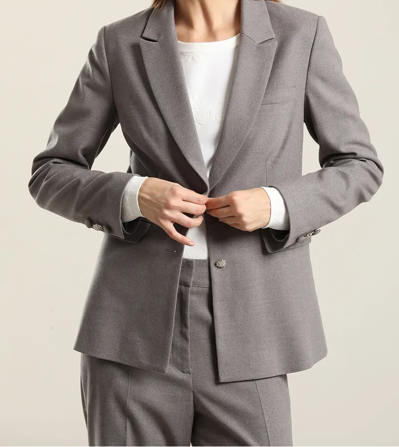 Blazer Mujer Boton Joya Gris